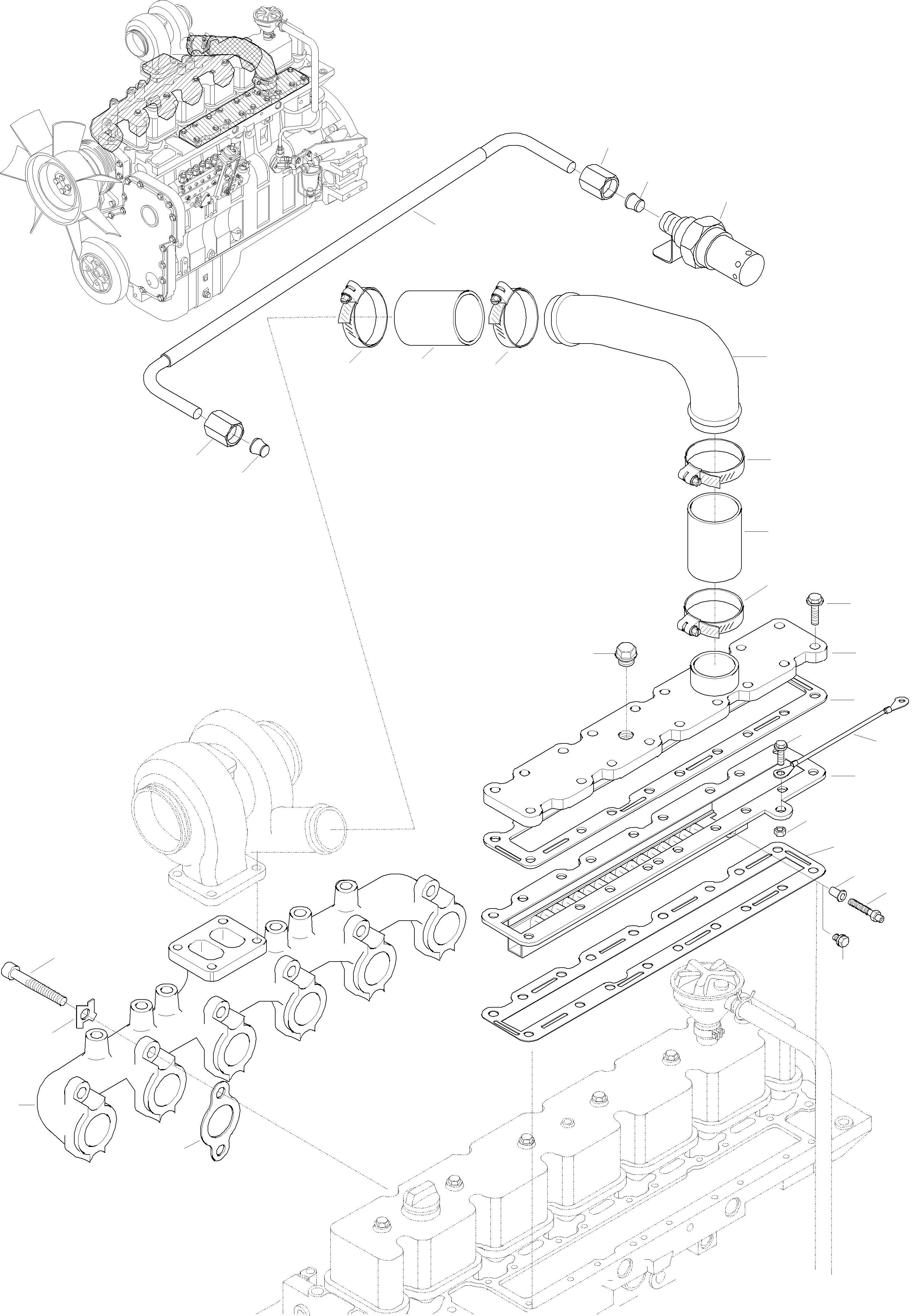 Схема запчастей Komatsu WA320-3 active - INTAKE КОЛЛЕКТОР, ТУРБОНАГНЕТАТЕЛЬ ДВИГАТЕЛЬ, КРЕПЛЕНИЕ ДВИГАТЕЛЯ