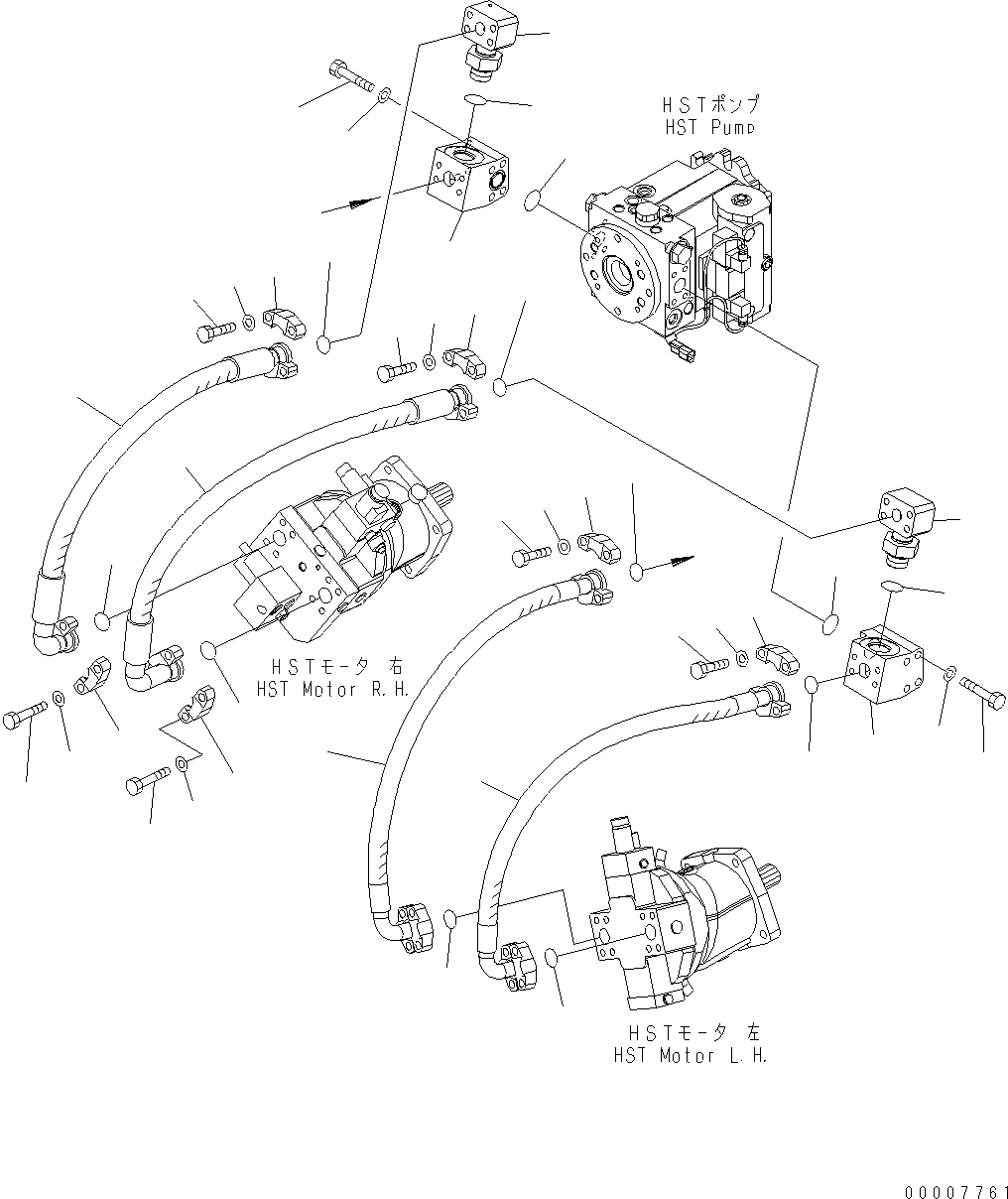 Схема запчастей Komatsu WA320-5 - HST МАСЛ. ЛИНИЯ (ОСНОВН. ЛИНИЯ) F POWER TRANSMITTING СИСТЕМА