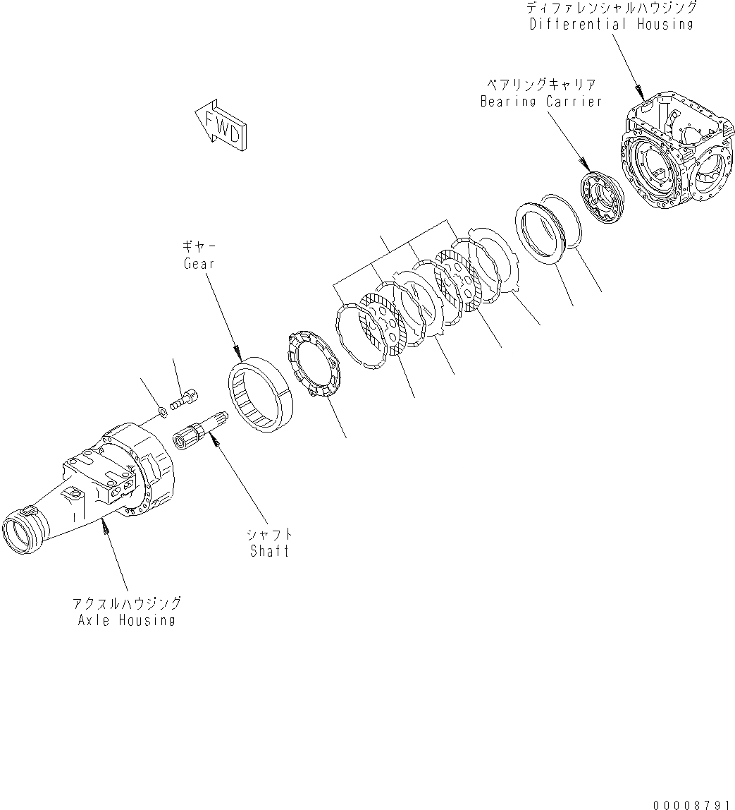 Схема запчастей Komatsu WA320-5 - ПЕРЕДНИЙ МОСТ (ТОРМОЗ.) F POWER TRANSMITTING СИСТЕМА