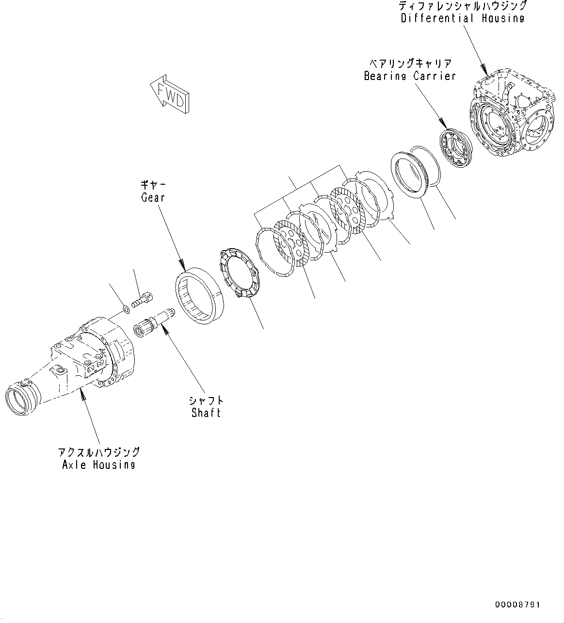 Схема запчастей Komatsu WA320-5 - ПЕРЕДНИЙ МОСТ (ТОРМОЗ.) F POWER TRANSMITTING СИСТЕМА