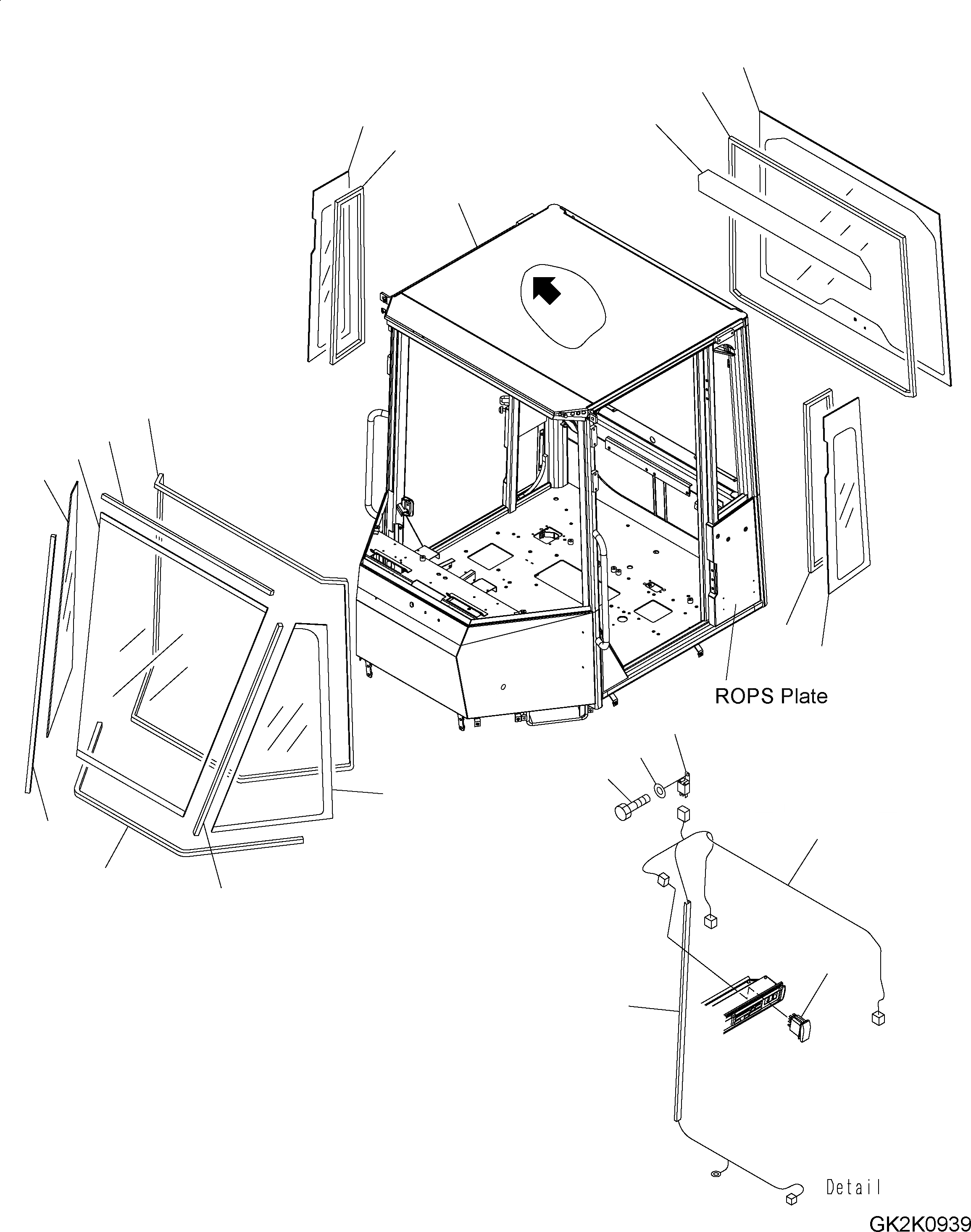 Схема запчастей Komatsu WA320-5 - КАБИНА ROPS (КУЗОВ И СТЕКЛА) (ROPS MODEL NO: VBIA-R) K OPERATORґS ОБСТАНОВКА И СИСТЕМА УПРАВЛЕНИЯ