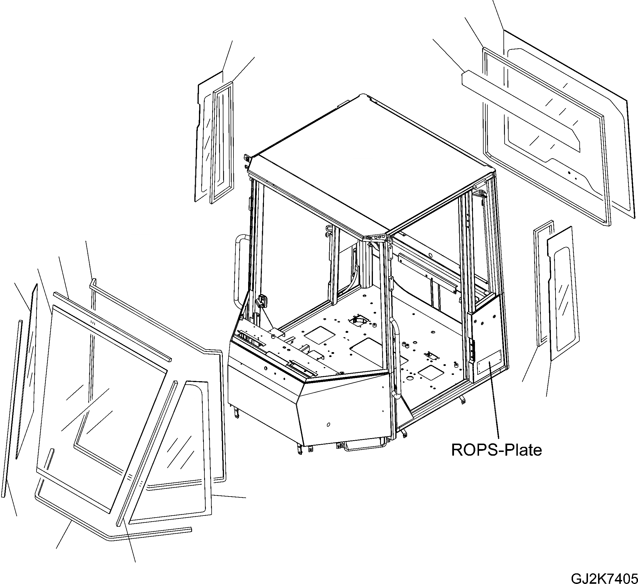 Схема запчастей Komatsu WA320-5 - КАБИНА ROPS (КУЗОВ И СТЕКЛА) (ROPS MODEL NO: 7-) K OPERATORґS ОБСТАНОВКА И СИСТЕМА УПРАВЛЕНИЯ