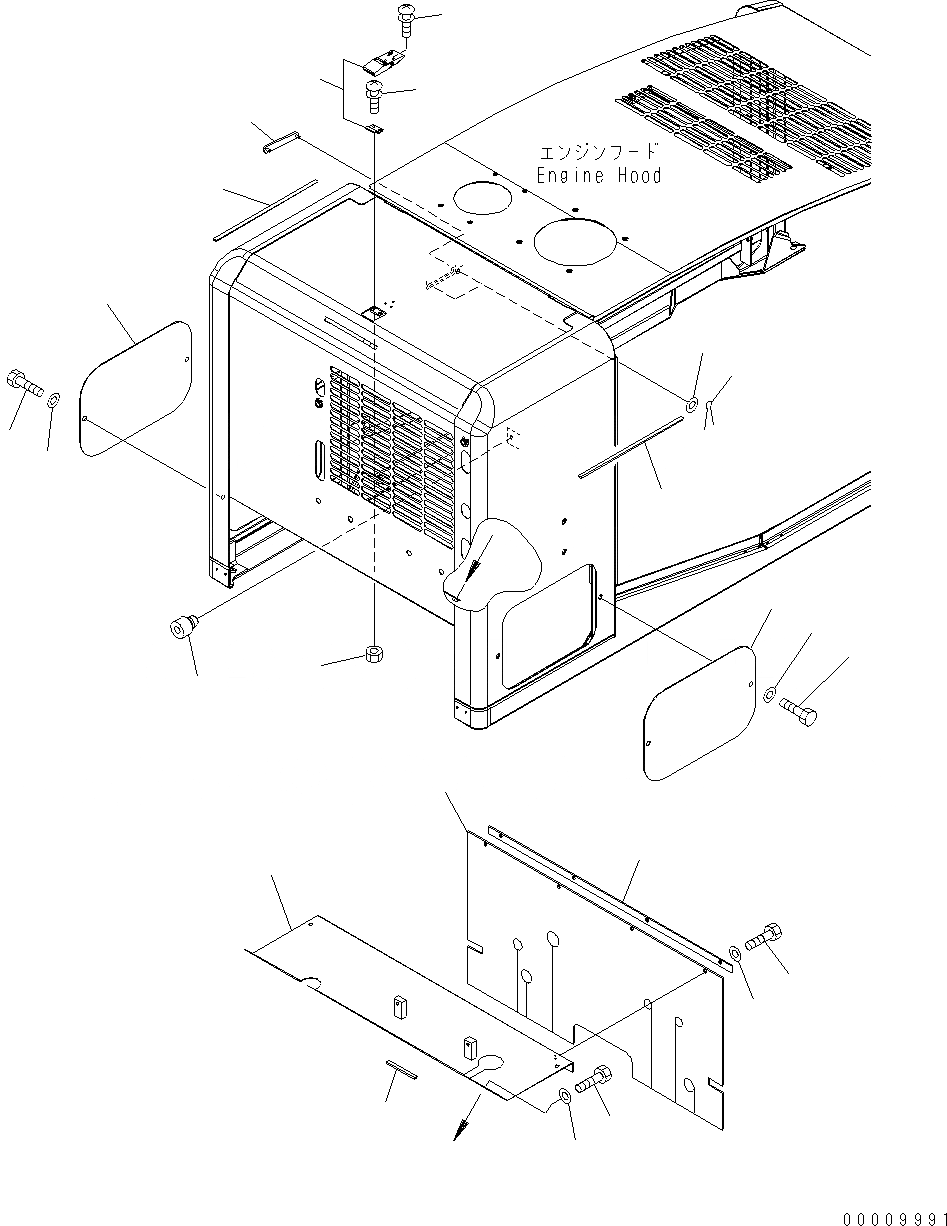 Схема запчастей Komatsu WA320-5 - КАПОТ (ОТСЕК ДВИГАТЕЛЯ) M ЧАСТИ КОРПУСАS И КРЫШКИ
