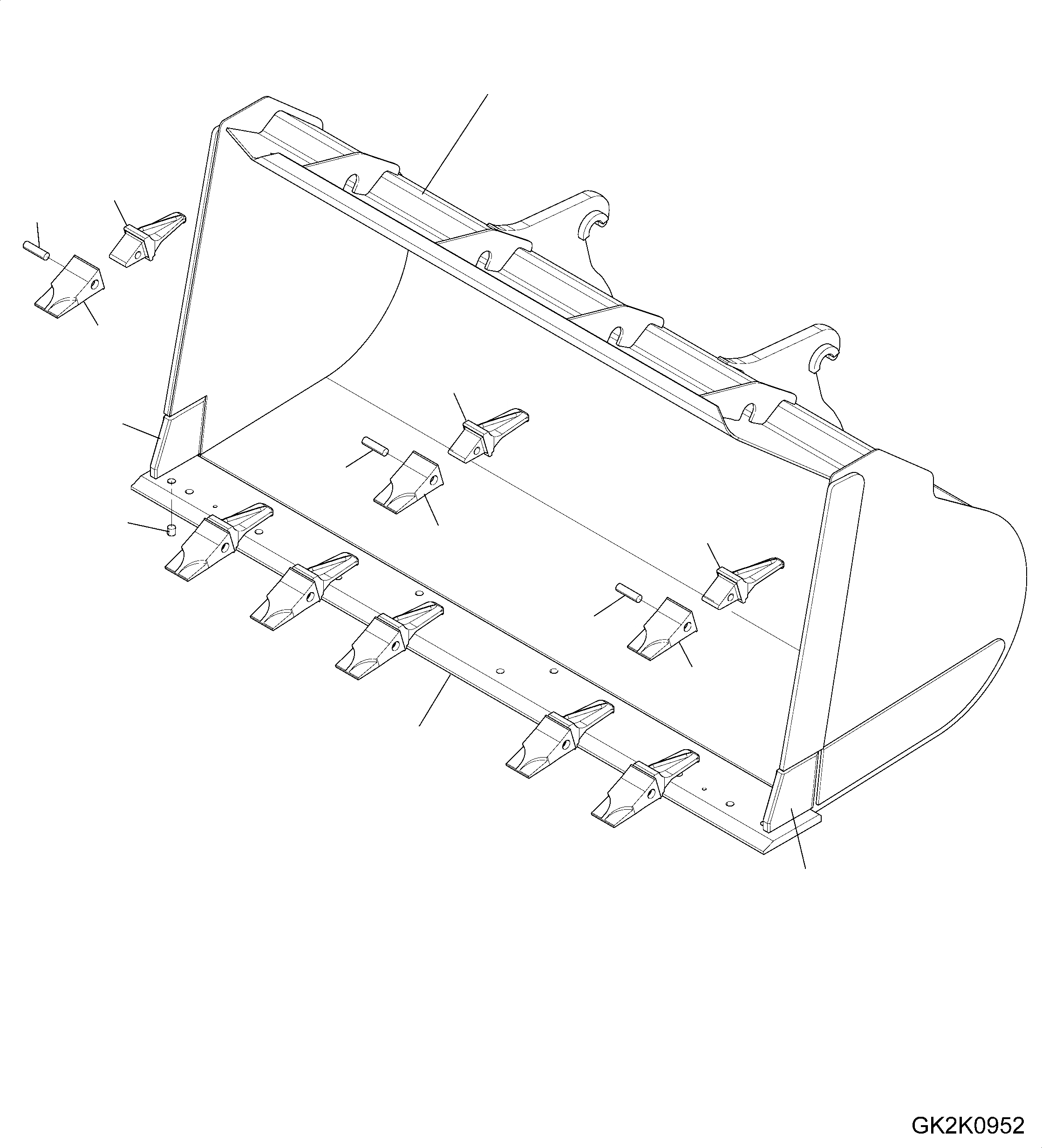 Схема запчастей Komatsu WA320-5 - КОВШ ДЛЯ БЫСТРОСЪЕМН. МЕХ-М (С TEETH) (.CBM) (ТИП-B) T РАБОЧЕЕ ОБОРУДОВАНИЕ