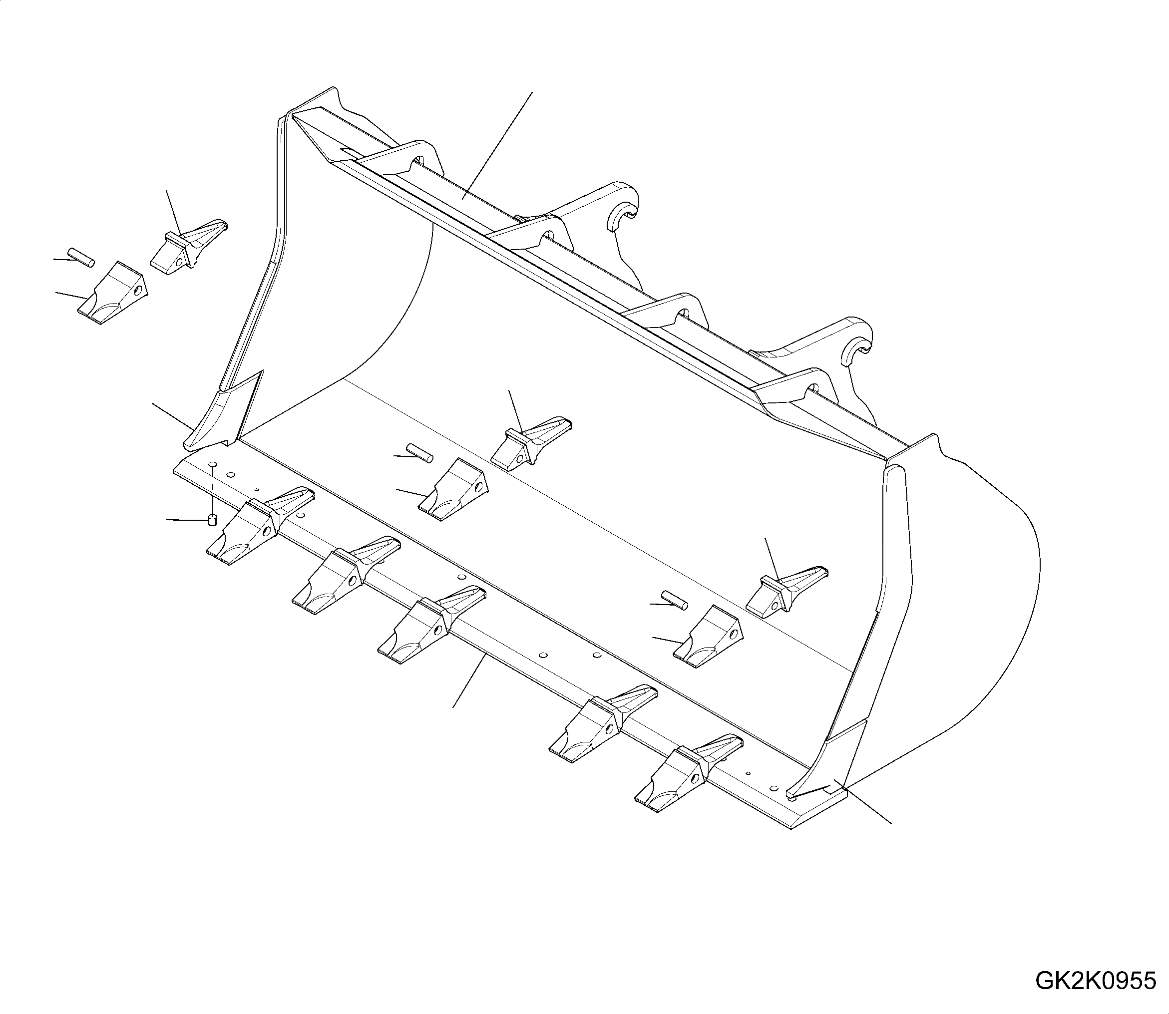 Схема запчастей Komatsu WA320-5 - КОВШ ДЛЯ БЫСТРОСЪЕМН. МЕХ-М (С TEETH) (.7CBM) (ТИП-C) T РАБОЧЕЕ ОБОРУДОВАНИЕ