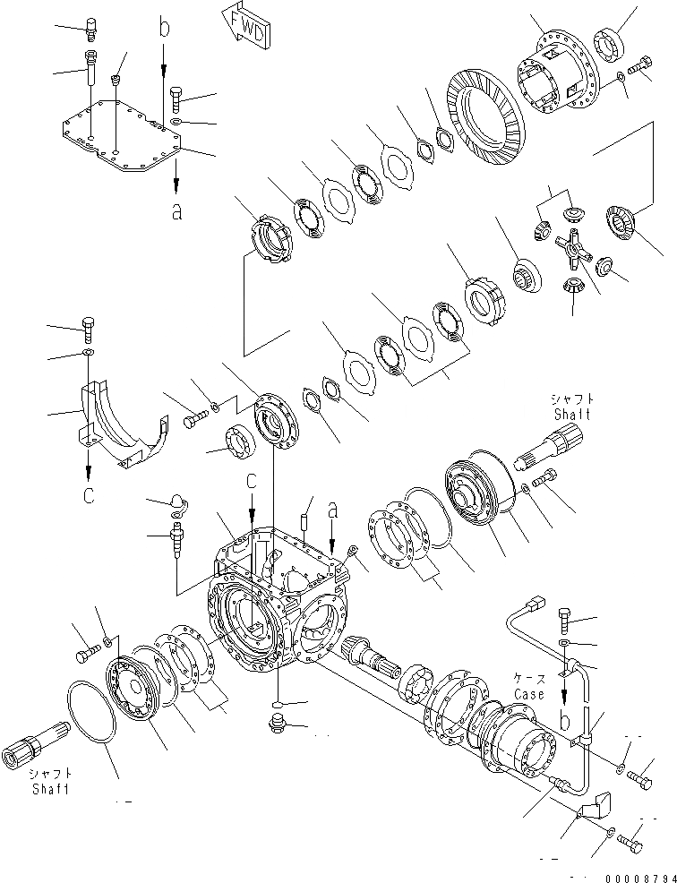 Схема запчастей Komatsu WA320L-5 - ПЕРЕДНИЙ МОСТ (ДИФФЕРЕНЦ. /) (ASD) СИЛОВАЯ ПЕРЕДАЧА