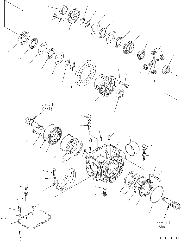 Схема запчастей Komatsu WA320PZ-6 - ПЕРЕДНИЙ МОСТ (КОНЕЧНАЯ ПЕРЕДАЧА И КОЖУХ¤ ЛЕВ.)(№7-) СИЛОВАЯ ПЕРЕДАЧА