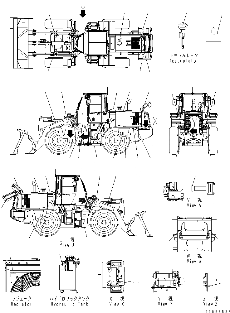 Схема запчастей Komatsu WA320PZ-6 - ЗАДН. КРЫЛО (ЗАДН. ) (ДЛЯ ПОЛН. КРЫЛО)(№7-) ЧАСТИ КОРПУСА