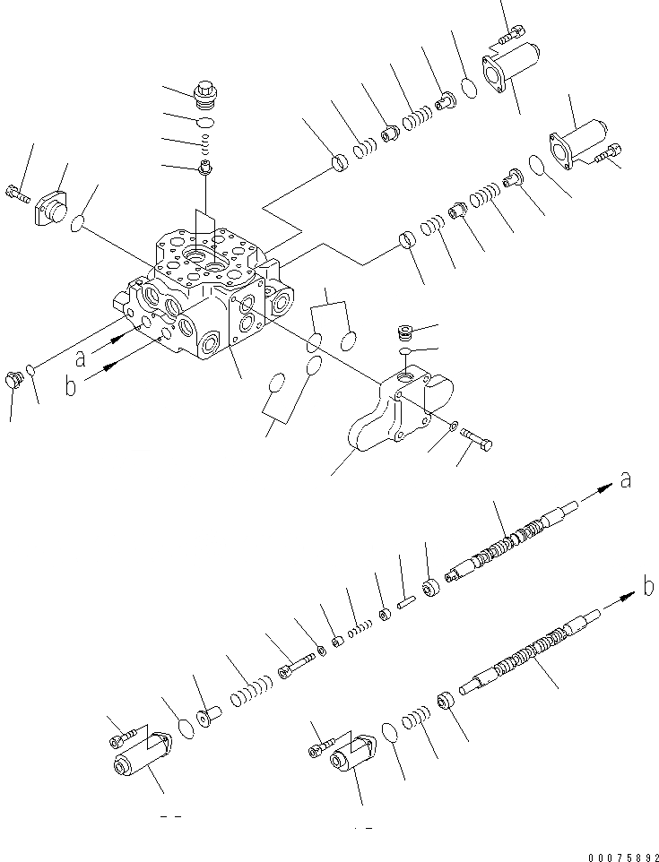 Схема запчастей Komatsu WA320PZ-6 - КОНТРОЛЬНЫЙ КЛАПАН (2-Х СЕЦИОНН.) (/)(№7-) ОСНОВН. КОМПОНЕНТЫ И РЕМКОМПЛЕКТЫ