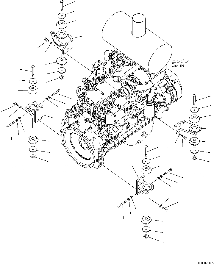 Схема запчастей Komatsu WA320PZ-6 - КРЕПЛЕНИЕ ДВИГАТЕЛЯ B КОМПОНЕНТЫ ДВИГАТЕЛЯ