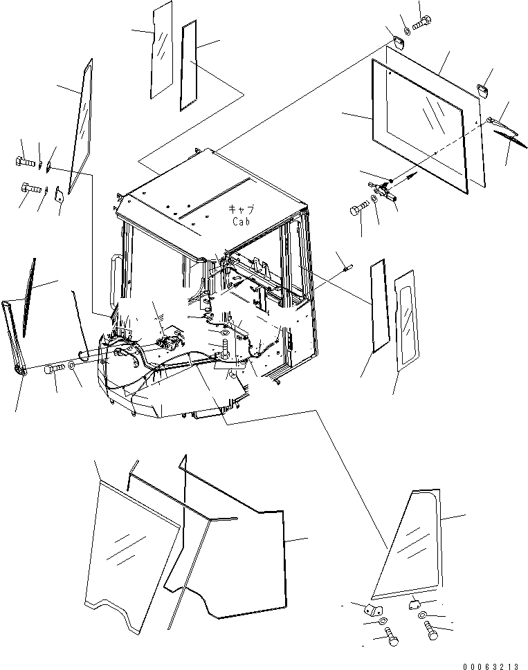Схема запчастей Komatsu WA320PZ-6 - КАБИНА ROPS (СТЕКЛА И ДВОРНИКИ) K OPERATORґS ОБСТАНОВКА И СИСТЕМА УПРАВЛЕНИЯ