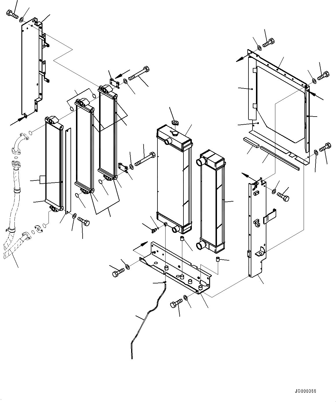 Схема запчастей Komatsu WA320PZ-6 - РАДИАТОР (РАДИАТОР) (ПОСЛЕОХЛАДИТЕЛЬ И МАСЛООХЛАДИТЕЛЬ) СИСТЕМА ОХЛАЖДЕНИЯ