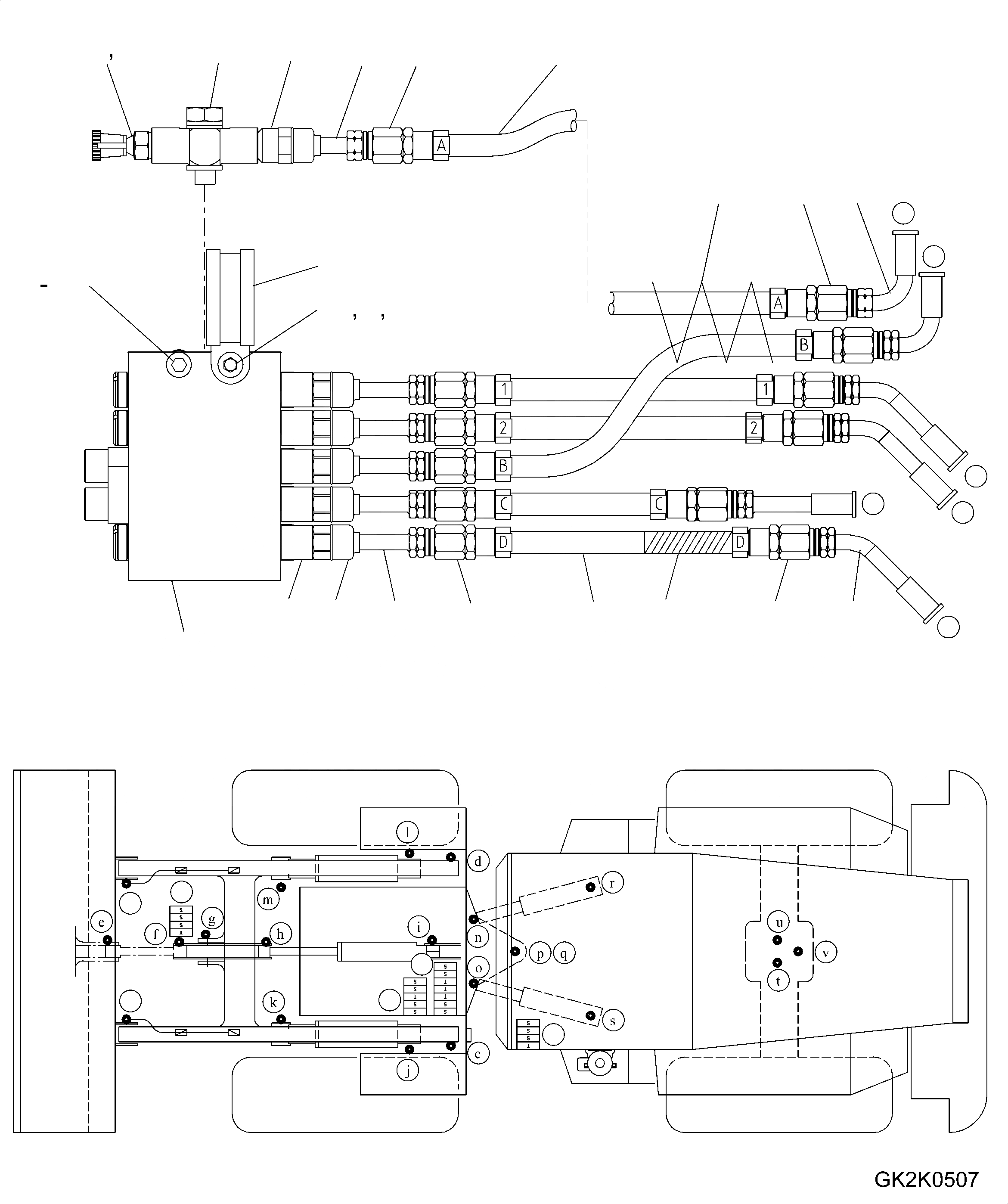 Схема запчастей Komatsu WA320PZ-6 - CENTRAL СМАЗКА СИСТЕМА (ПЕРЕДН. РАМА) (ФИДЕР) (/) РАМА И ITS КОМПОНЕНТЫ