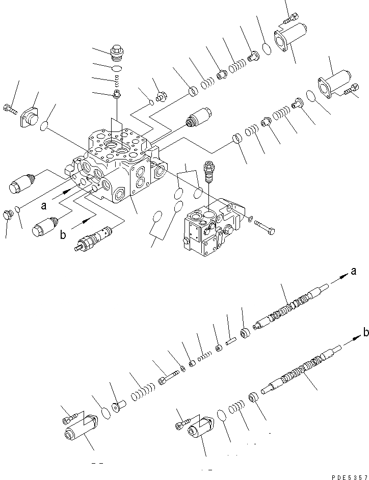 Схема запчастей Komatsu WA350-3A-S - КОНТРОЛЬНЫЙ КЛАПАН (2-Х СЕЦИОНН.) (/)(№-) УПРАВЛ-Е РАБОЧИМ ОБОРУДОВАНИЕМ