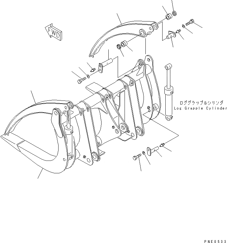 Схема запчастей Komatsu WA350-3A-S - ЗАХВАТ ДЛЯ БРЕВЕН(№-) РАБОЧЕЕ ОБОРУДОВАНИЕ