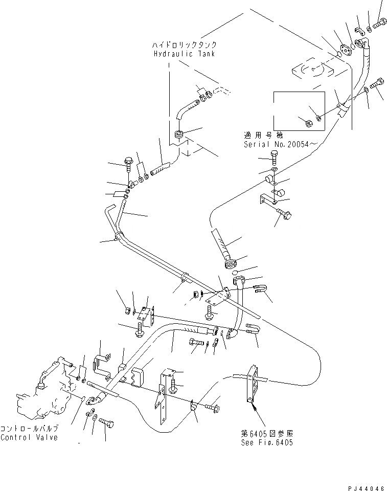 Схема запчастей Komatsu WA350-1 - ГИДРОЛИНИЯ (КЛАПАН - БАК)(№-) УПРАВЛ-Е РАБОЧИМ ОБОРУДОВАНИЕМ