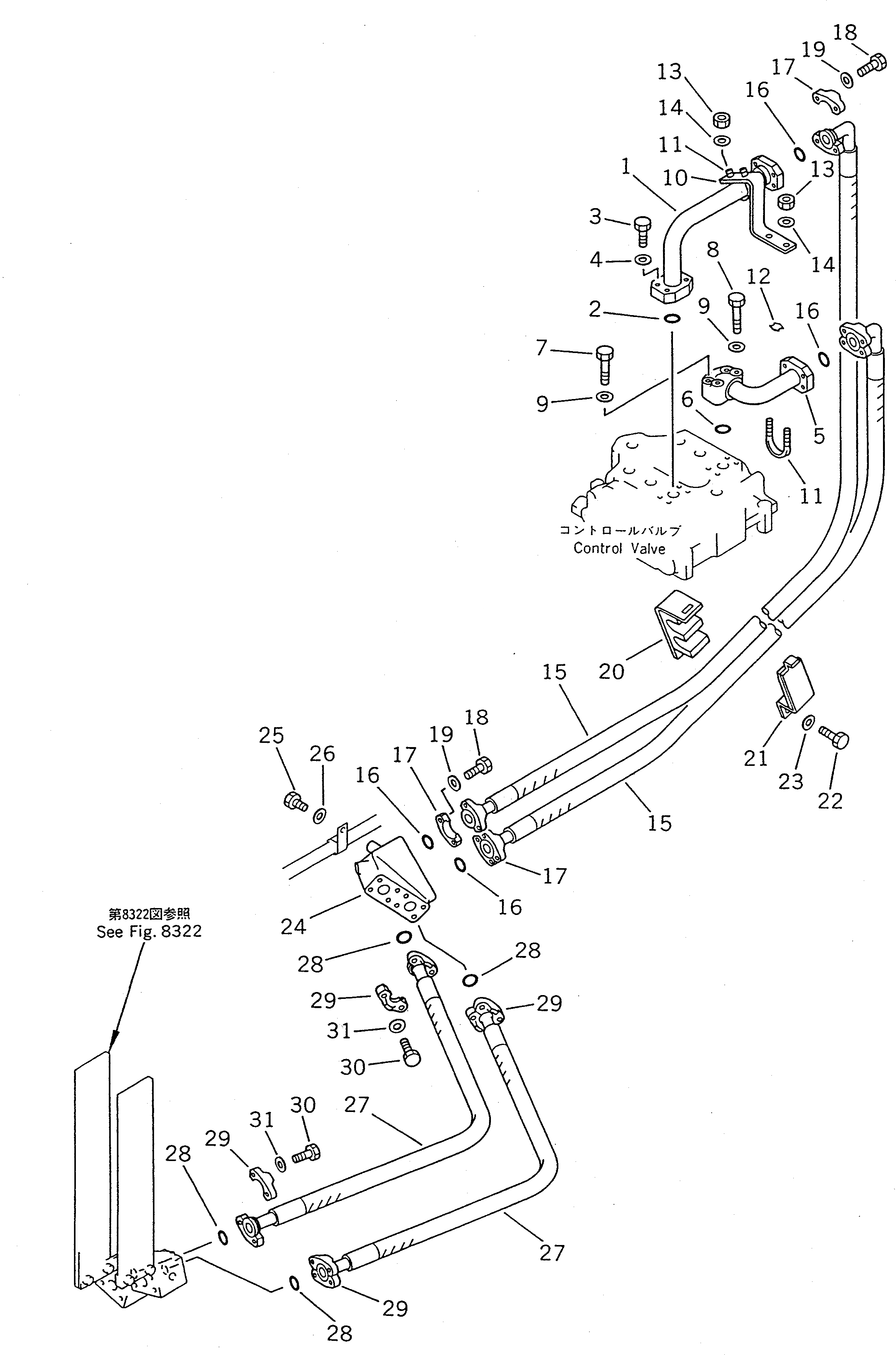 Схема запчастей Komatsu WA350-1 - ГИДРОЛИНИЯ (ДЛЯ S.P.A.P.) (/)(№-9999) СПЕЦ. APPLICATION ЧАСТИ