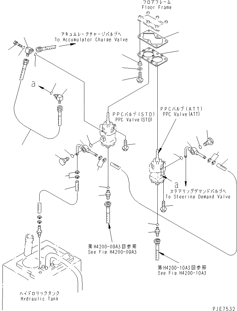 Схема запчастей Komatsu WA350-3A-TN - ПОЛ (ЛИНИЯ КЛАПАНА PPC) (С 3-Х СЕКЦ. КОНТР. КЛАПАНОМ)(№-) КАБИНА ОПЕРАТОРА И СИСТЕМА УПРАВЛЕНИЯ