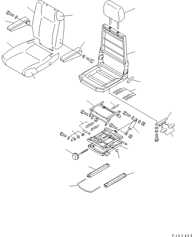 Схема запчастей Komatsu WA350-3-X - СИДЕНЬЕ ОПЕРАТОРА (С ПОДВЕСКА) (ТКАНЬ ТИП) (ВНУТР. ЧАСТИ)(№8-) РАМА И ЧАСТИ КОРПУСА