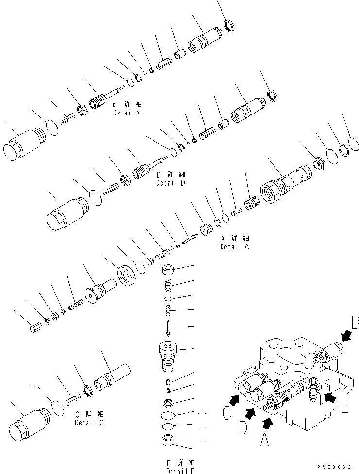 Схема запчастей Komatsu WA350-3-X - КОНТРОЛЬНЫЙ КЛАПАН (2-Х СЕЦИОНН.) (/)(№-) УПРАВЛ-Е РАБОЧИМ ОБОРУДОВАНИЕМ