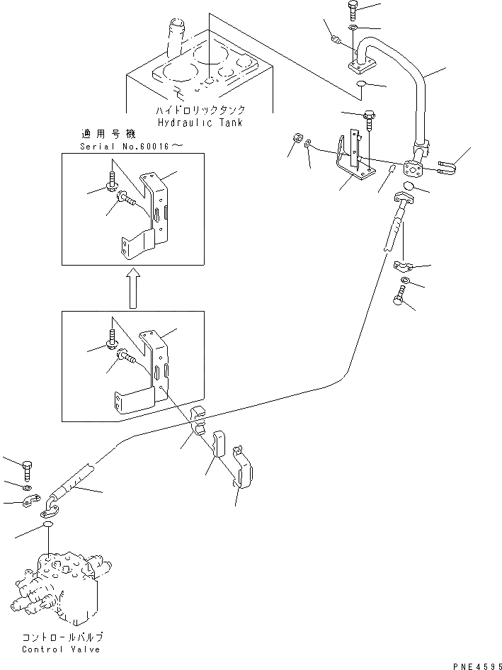 Схема запчастей Komatsu WA350-3-X - ГИДРОЛИНИЯ (ВОЗВРАТН. ЛИНИЯ)(№-) УПРАВЛ-Е РАБОЧИМ ОБОРУДОВАНИЕМ
