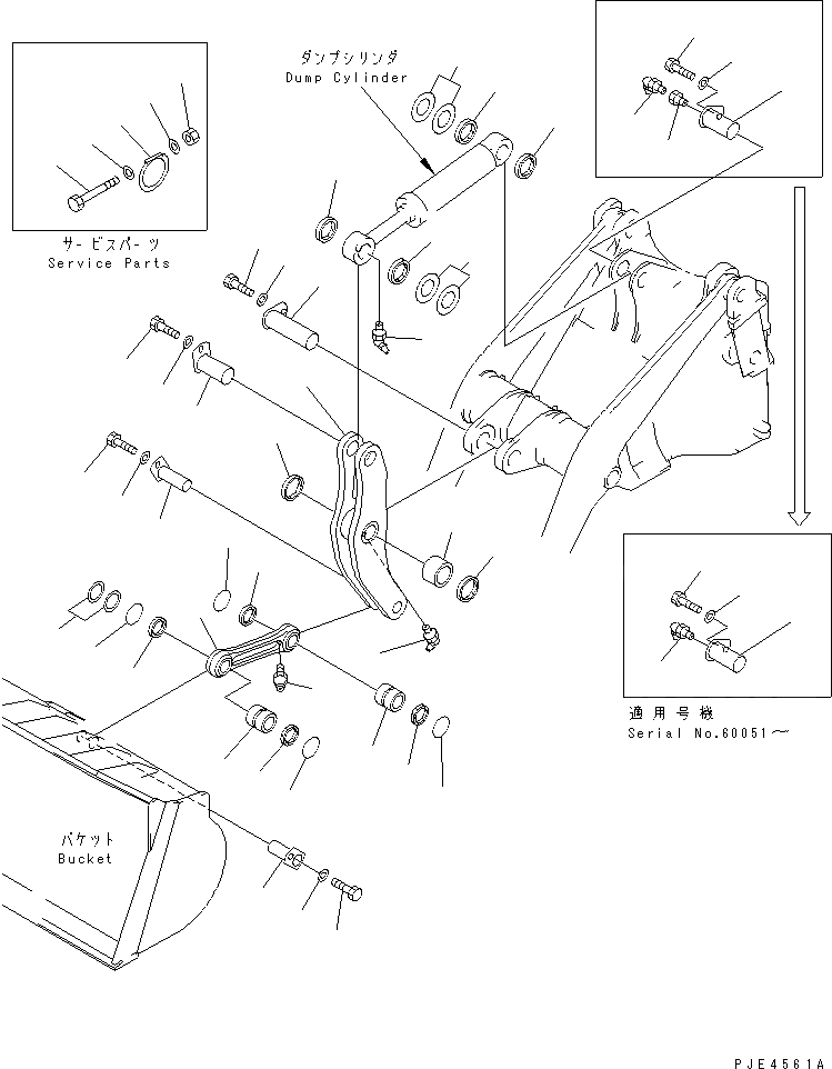 Схема запчастей Komatsu WA350-3-X - КОЛЕНЧАТЫЙ РЫЧАГ(№-) РАБОЧЕЕ ОБОРУДОВАНИЕ