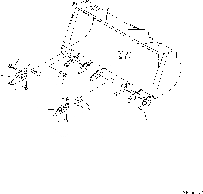 Схема запчастей Komatsu WA350-3-X - TOOTH(№-) РАБОЧЕЕ ОБОРУДОВАНИЕ