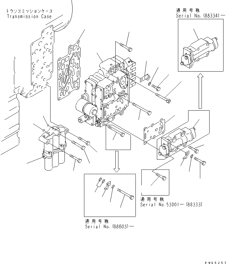 Схема запчастей Komatsu WA350-3A - КЛАПАН УПРАВЛЕНИЯ ТРАНСМИССИЕЙ (/) (КРЕПЛЕНИЕ) (ДЛЯ ЭКСТРЕННОГО УПРАВЛЕНИЯ И СНЕГОУБОРОЧН. СПЕЦ-Я.)(№-) ТРАНСМИССИЯ