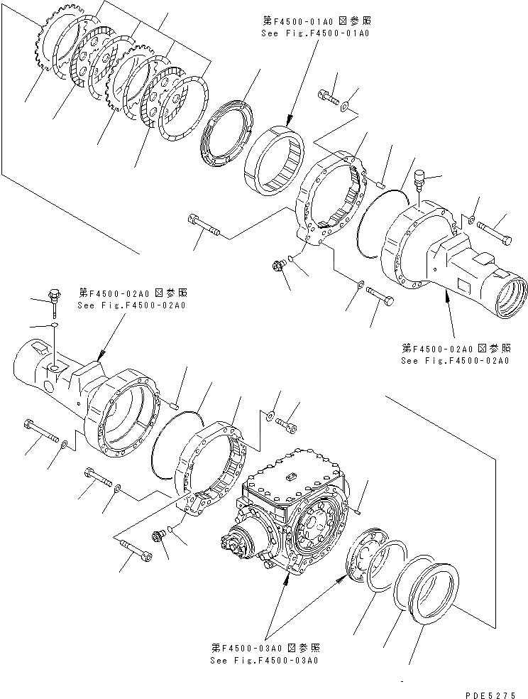 Схема запчастей Komatsu WA350-3A - ЗАДН. МОСТ (ТОРМОЗ. И ТОРМОЗ. КОЖУХ) ТРАНСМИССИЯ