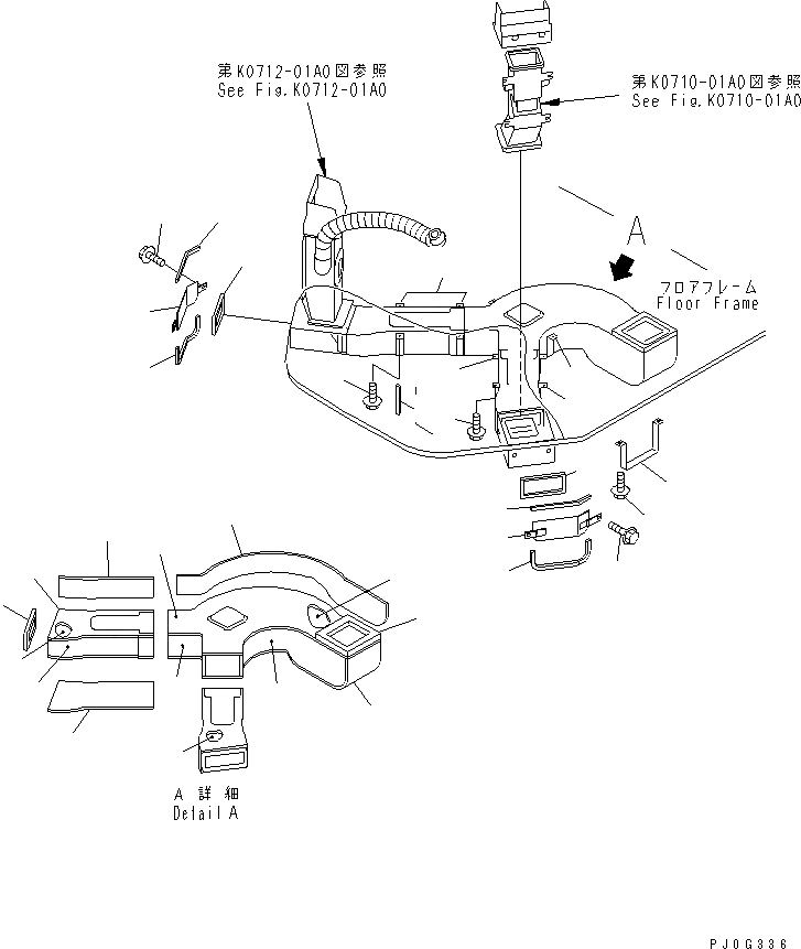 Схема запчастей Komatsu WA350-3A - ПОЛ (КОНДИЦ. ВОЗДУХА И ВОЗДУХОВОДЫ)(№-) КАБИНА ОПЕРАТОРА И СИСТЕМА УПРАВЛЕНИЯ