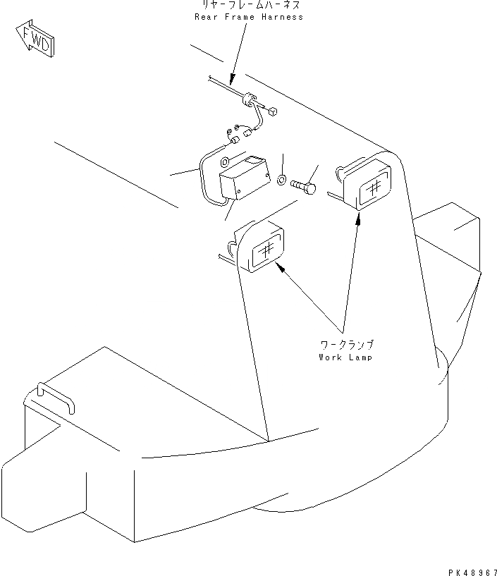Схема запчастей Komatsu WA350-3-H - КАПОТ (СИГНАЛ ЗАДНЕГО ХОДА)(№-) ЧАСТИ КОРПУСА
