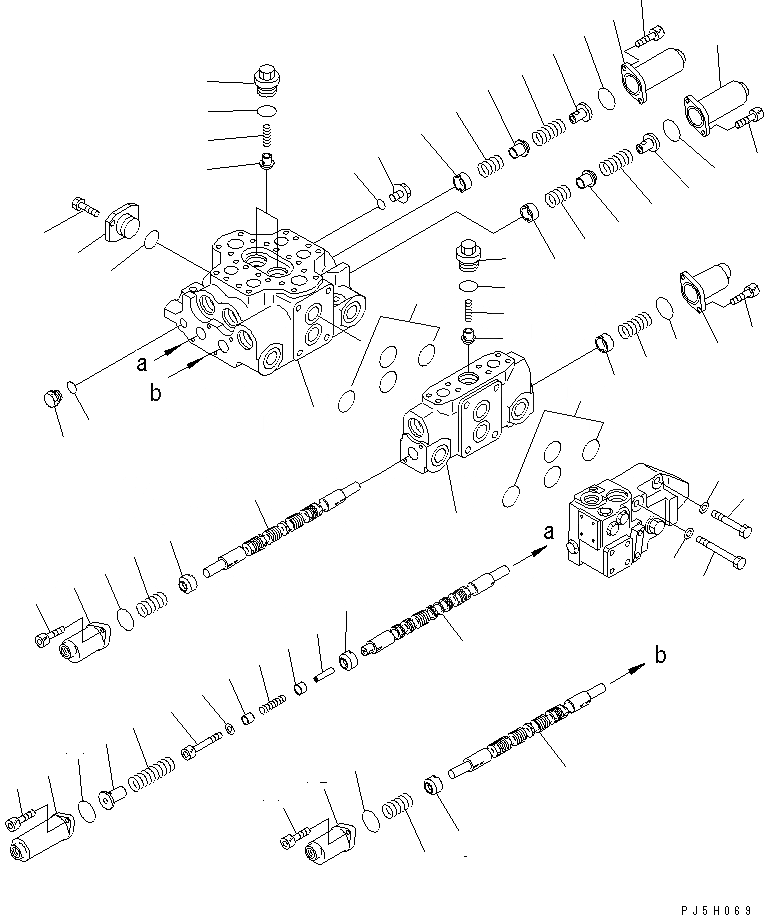 Схема запчастей Komatsu WA350-3-H - 3-Х СЕКЦИОНН. КОНТРОЛЬН. КЛАПАН (/) ОСНОВН. КОМПОНЕНТЫ И РЕМКОМПЛЕКТЫ