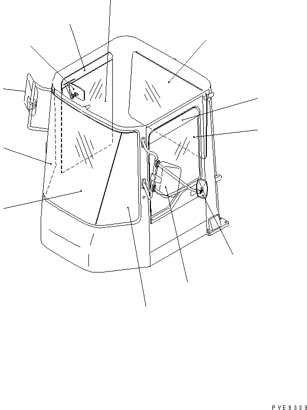 Схема запчастей Komatsu WA350-3-H - СТЕКЛА И ЗЕРКАЛА ЗАДН. ВИДА(С КАБИНОЙ)(№-) КАТАЛОГИ ЗЧ