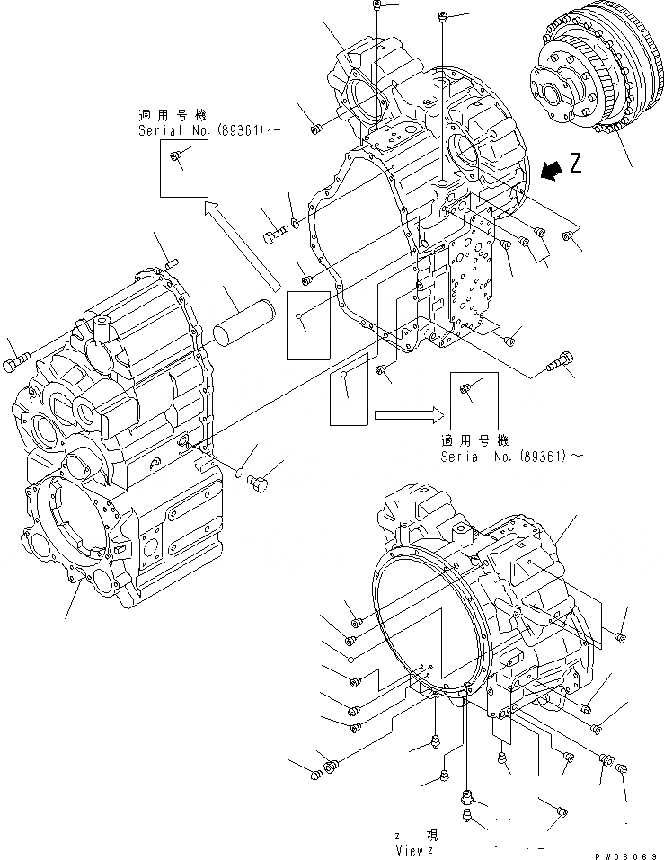 Схема запчастей Komatsu WA350-3A-SN - ТРАНСМИССИЯ (КОРПУС ТРАНСМИССИИ) (/) ТРАНСМИССИЯ