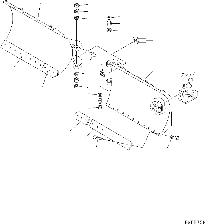 Схема запчастей Komatsu WA350-3A-SN - ОТВАЛ (MULTI ОТВАЛ) РАБОЧЕЕ ОБОРУДОВАНИЕ