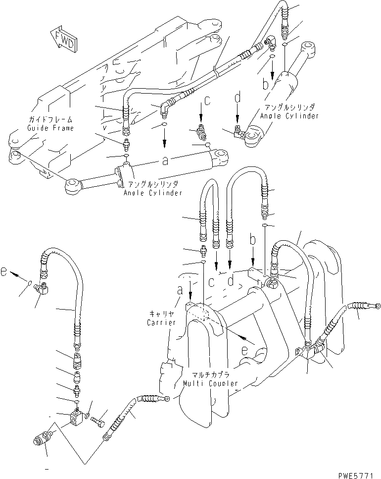 Схема запчастей Komatsu WA350-3A-SN - ОТВАЛ (S.P.A.P.) (ЦИЛИНДР НАКЛОНА ЛИНИЯ) (С СОЕДИНИТ. УСТР-ВО) РАБОЧЕЕ ОБОРУДОВАНИЕ