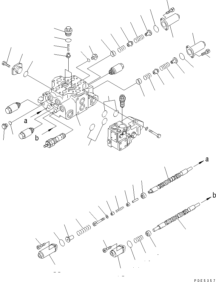Схема запчастей Komatsu WA350-3A-SN - КОНТРОЛЬНЫЙ КЛАПАН (2-Х СЕЦИОНН.) (/) ОСНОВН. КОМПОНЕНТЫ И РЕМКОМПЛЕКТЫ