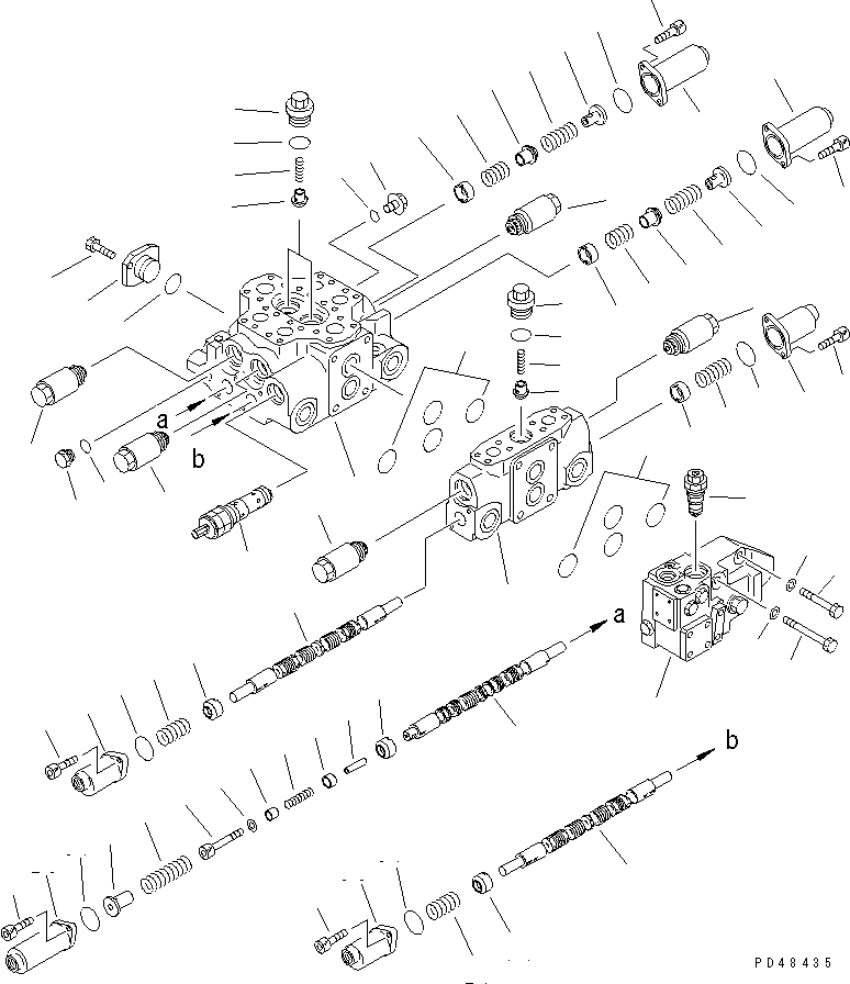 Схема запчастей Komatsu WA350-3A-SN - 3-Х СЕКЦИОНН. КОНТРОЛЬН. КЛАПАН (/) ОСНОВН. КОМПОНЕНТЫ И РЕМКОМПЛЕКТЫ