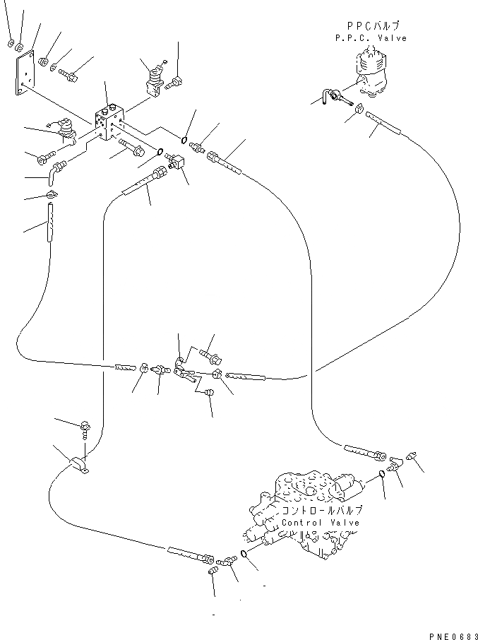 Схема запчастей Komatsu WA380-3 - ГИДРОЛИНИЯ (КОВШ АВТОМАТИЧ. УРОВЕНЬING СИСТЕМА ЛИНИЯ) (/)(№-) УПРАВЛ-Е РАБОЧИМ ОБОРУДОВАНИЕМ