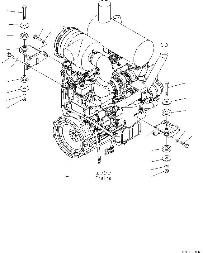 Схема запчастей Komatsu WA380-5-SN - КРЕПЛЕНИЕ ДВИГАТЕЛЯ КОМПОНЕНТЫ ДВИГАТЕЛЯ