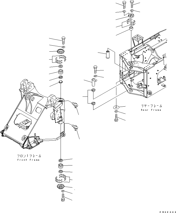 Схема запчастей Komatsu WA380-5-SN - HINGE ПАЛЕЦ ОСНОВНАЯ РАМА И ЕЕ ЧАСТИ