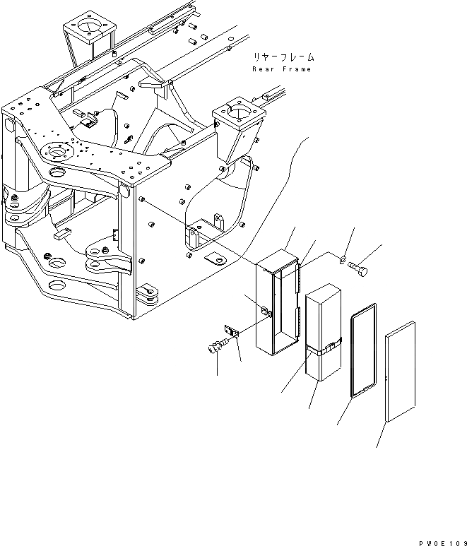 Схема запчастей Komatsu WA380-5-SN - БЛОКИР. ШАНГА И КРЫШКА(ЯЩИК Д/ИНСТРУМЕНТА) ОСНОВНАЯ РАМА И ЕЕ ЧАСТИ