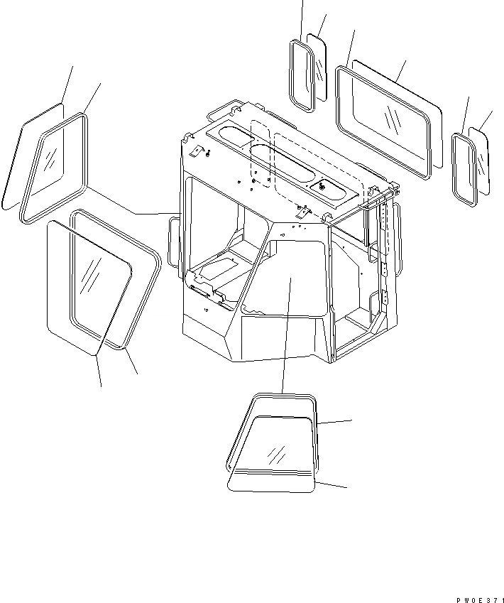 Схема запчастей Komatsu WA380-5-SN - КАБИНА ДЛЯ 2 ЧЕЛ. (ОКНА) КАБИНА ОПЕРАТОРА И СИСТЕМА УПРАВЛЕНИЯ
