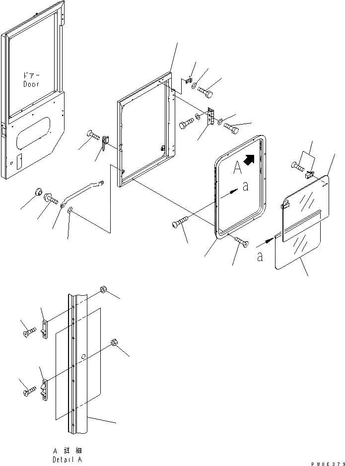 Схема запчастей Komatsu WA380-5-SN - КАБИНА ДЛЯ 2 ЧЕЛ. (ДВЕРЬ ЛЕВ.¤ ОКНА) КАБИНА ОПЕРАТОРА И СИСТЕМА УПРАВЛЕНИЯ