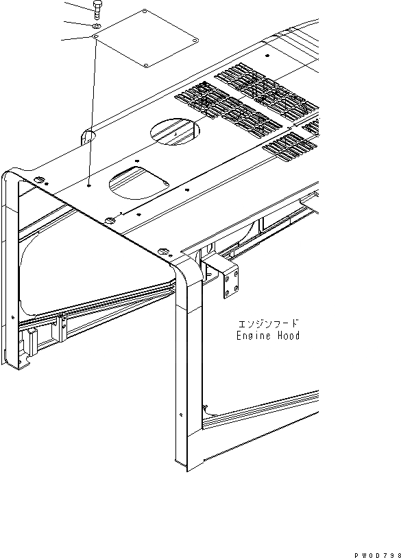 Схема запчастей Komatsu WA380-5-SN - КАПОТ (ПЛАСТИНА) ЧАСТИ КОРПУСА