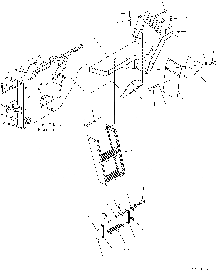 Схема запчастей Komatsu WA380-5-SN - ЛЕСТНИЦА (ПОЛ ЛЕВ.) (ДЛЯ КАБИНА ДЛЯ 2 ЧЕЛ.) ЧАСТИ КОРПУСА