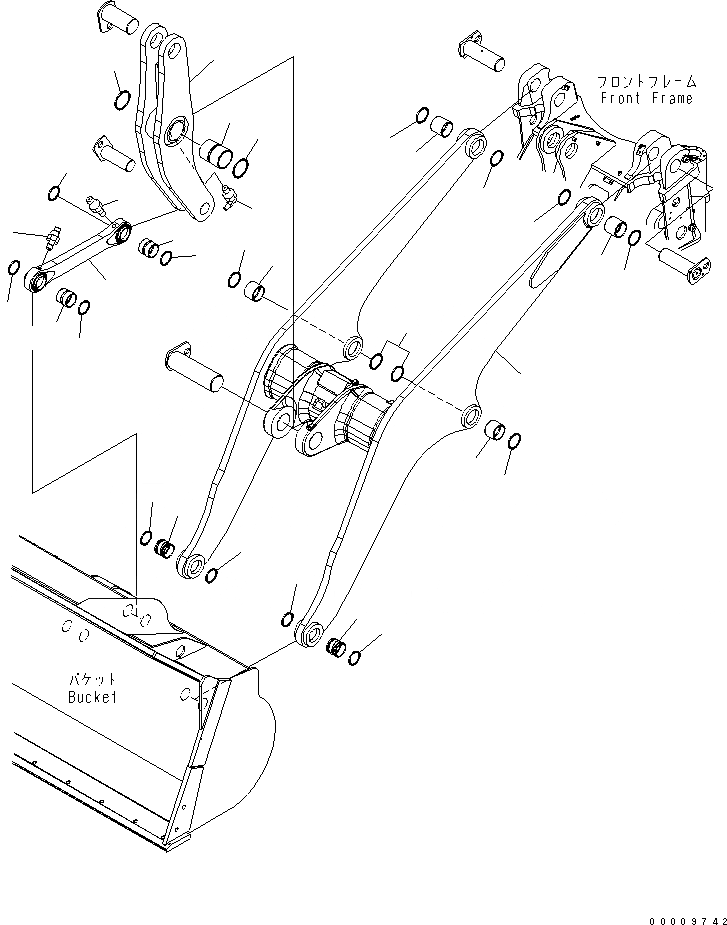 Схема запчастей Komatsu WA380-5-SN - РУКОЯТЬ И КОЛЕНЧАТЫЙ РЫЧАГ (ДЛЯ HI LIFT) РАБОЧЕЕ ОБОРУДОВАНИЕ