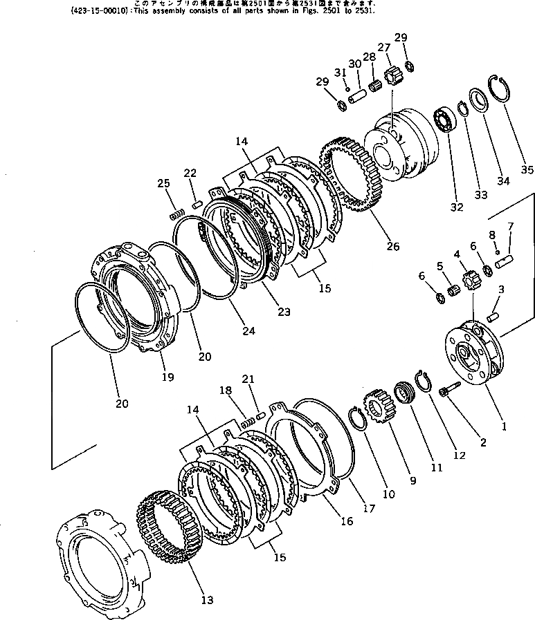 Схема запчастей Komatsu WA380-1 - ТРАНСМИССИЯ (3-Я И 4-Я МУФТА) ГИДРОТРАНСФОРМАТОР И ТРАНСМИССИЯ