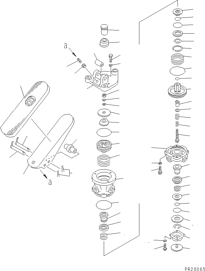 Схема запчастей Komatsu WA380-1 - КЛАПАН ПЕДАЛИ ВЕДУЩ. ВАЛ¤ ДИФФЕРЕНЦ. И КОЛЕСА