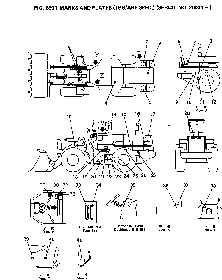 Схема запчастей Komatsu WA380-1 - МАРКИРОВКА (TBG/ABE СПЕЦ-Я.)(№-) СПЕЦ. APPLICATION ЧАСТИ